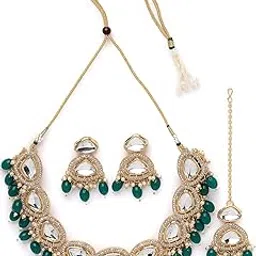 sukkhi Favourite Gold-Plated With American Diamond Studded White Choker Necklace And Stylish Earrings Jewellery Set For Women-picture-19