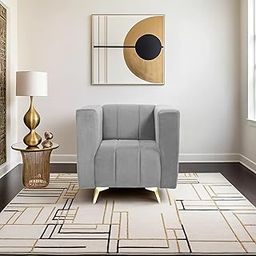 Seventh Heaven Tokyo Icon 1 Seater Sofa | Luxury, Extra Spacious | Couch | Wooden Set for Living Room & Office (Plush Suede - Grey)-image-23