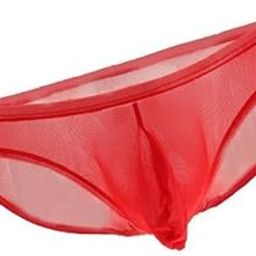 bnf Men's Bulge Pouch Bikini Briefs | Breathable Mesh See Through T-Back Thong Underwear | Comfortable Nylon Spandex for Nightwear | Red (Pack of 2)-picture-16