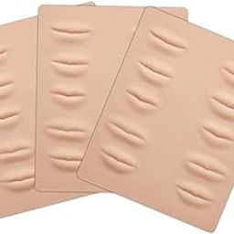 Silicone Fake Skins for Lips Practice, 3D Microblading Permanent Makeup Tattoo Practice Skin for Tattoo Makeup Artists and Beginners- Pack of 3-26