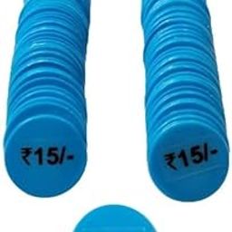 MOREL RS15 15RS, 15 Rupee Coin Rupees, Green Plastic Round Token Coin, Chips for Shop, Restaurants, Canteen, Milk Dairy, Total 100 Coins, Poker Chips, Rummy Coins, Numbered Token Coins, Casino Chips-8