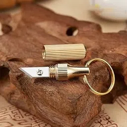 generic Stainless Steel Portable Pocket Knife Mini Brass Capsule Knife pack of 2-picture-25