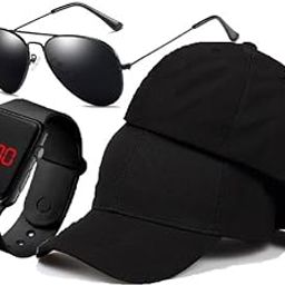 Latest Baseball Cotton Summer Fashion Cap, Adjustable Buckle Casual Caps|Black Sunglasses and Multi Function Digital Sports Watch for Men's and Women's Combo Pack of 4-image-19