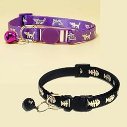 2 Pcs Nylon Reflective Cat Collar with Bell for Indoor & Outdoor Use,Collar with Bell for Indoor & Outdoor, Dog & Cat Everyday Collar (Small,) Print May Vary, 18 Cm, 11 Cm, Multicolor-28