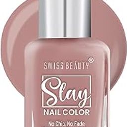 Swiss Beauty Slay Nail Color | Glossy Finish, Long Lasting Nail Paint| Chip resistant, Quick drying Nail Polish | Shade- Nude Brown, 13Ml-37