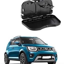 Car Accessories Interior Storage Tray Back seat Car Travel Plastic Fold able Meal Drink Cup Tray (Black Color) for Maruti Suzuki Nexa Ignis Type-2-18