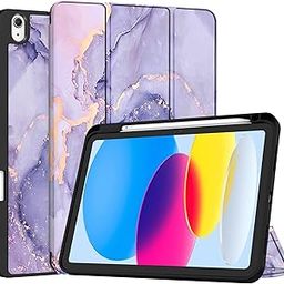 Robustrion Cover for iPad 11th Generation (A16) / 10th Gen Cover Case with [Right Side Pencil Holder] [Auto Sleep Wake] [Soft Back] (2022/2025), Case for iPad 11th 11"/ 10th 10.9" - Marble Lilac-17