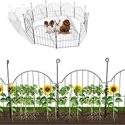 Jabox Decorative Garden Fencing – 18.6 x 6.9 Inch, 10 Pack Rustproof Metal No-Dig Animal Barrier for Dogs, Arched Flower Bed Edging & Ornamental Wire Border Panel for Yard and Patio Outdoor Decor-22
