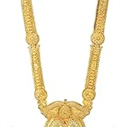 femmibella Gold Plated Long Haaram Necklace Set For Women (Gold, 200gm)-picture-43