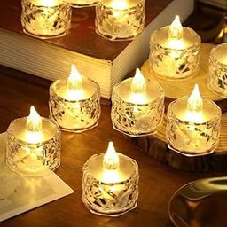 VERVENIX 24 Pcs LED Tea Light Candles | Flameless & Smokeless Acrylic Diyas | Battery-Operated | Warm White 3cm Candles for Diwali, Festive, Wedding, Party & Christmas Décor (Pack of 24)-24