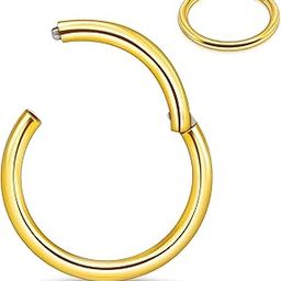 Women Men 316l Surgical Steel Hinged Piercing Rings Hoop 20G 18G 16G for Nostril Septum Cartilage Helix Conch Daith Tragus Rook Lip Ear Lobe Piercings Diameter 5mm 6mm 7mm 8mm 9mm 10mm 12mm-image-38