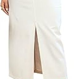 White Front Slit Midi Skirt-image-52