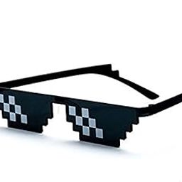 Unisex Rimless Deal with It Thug Life Square Sunglass with Polygonal 8 Bits Style Pixel and Nose Pad (Black Lens)-image-36