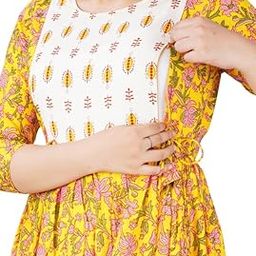Women's Maternity Kurti for Feeding Zippers | Printed Gown for Women | Pregnant Lady Dress | Anarkali Kurti with Zipper | Floral Printed Kurti for Women-image-70