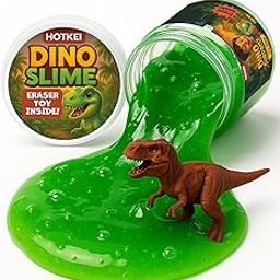 HOTKEI Green 200 gm Slime with Dinosaur Eraser Toy Inside for Kids 3 to 10 Years Kit Set Art Slime Dino Toys for Birthday Return Gift Toys for Kids Boys Girls Birthday 9-12 Year-image-92