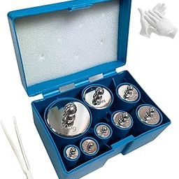 JENSWILL Calibration Weight 10g 20g 50g 100g 200g 500g 8PCs/Set Total 1kg, M2 Class Scale Balance with Box, Tweezers & Gloves for Digital Scale-image-22