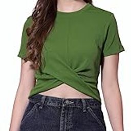 OOMPH! Relaxed Fit Crop Tops for Women, Green - mt593-image-2