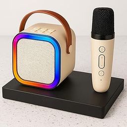 GRAPHENE Karaoke Machine for Kids Adults Rechargeable Wireless Mic Mini Portable Bluetooth Speaker Voice Changing Effects with Microphone & Dynamic LED Lights Best Gifts Toys for 3+ Age-11