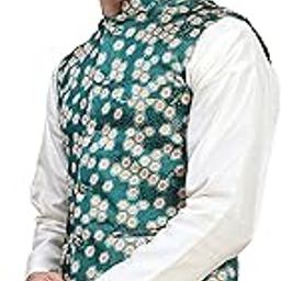 Mens Stylish Polyster Floral Digital Printed Nehru Jacket | Two Pockets | Mandarin Collar | Lightweight | Comfortable Mens Nehru Jacket-image-85