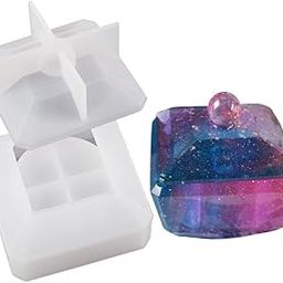 R H LIFESTYLE Silicone Jar Mould with Lid Planter Mould for Epoxy Resin Art, Cement and Concrete Candy Jewelry Storage Box Candle Holder Mold (No 12)-image-27