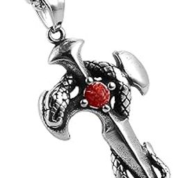 Biker jewellery Viking Snake Black And Silver Stainless Steel Pendant Necklace Chain For Men And Women SPn20221104-image-20