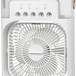 Drumstone (𝗦𝗽𝗲𝗰𝗶𝗮𝗹 𝟭𝟱 𝗬𝗲𝗮𝗿𝘀 𝗪𝗮𝗿𝗿𝗮𝗻𝘁𝘆) Portable Mini Air Cooler | USB Powered 3-Speed Desk Fan with Mist Spray, LED Light, Multicolor Personal Cooler for Home & Office-picture-19