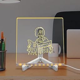 LED Writing Board Table Lamp with 13 Colour Pens, 15 x 15 cm Screen, Acrylic Message Display, Corded Electric Night Light for Home, Office-image-65