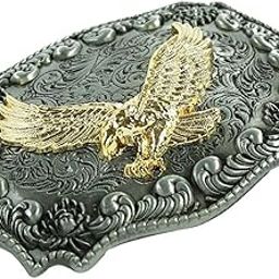 Golden Soaring Embossed Eagle Buckle Western Cowboy Belt Buckle with Tang Grass Pattern-image-20
