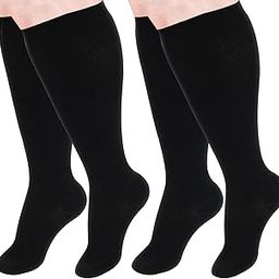 2 Pairs Plus Size Compression Socks for Men Women, Wide Calf Extra Large Knee High Support Socks for Sport Running, Cycling, Athletic, Hiking, Nurse-image-23