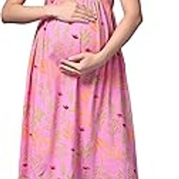 Noor Maternity & Nursing Dress with Invisible Zip | Flutter Sleeve Cotton Dress with Ruffles & Pockets | Adjustable Fit for Pregnancy & Postpartum-image-1