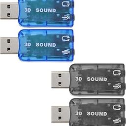 4PCS External 5.1 USB Stereo Sound Card with 3.5mm Headphone and Microphone Ports 3D Virtual 5.1 Channel Audio Adapter Compatible with Windows 2 Black & 2 Blue-picture-16
