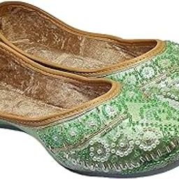 Jutti Meri: Traditional Indian Jutti for Girls/Women, Green with Pearl Embellishments, for All Occasion (Light Green, UK Footwear Size System, Adult, Women, Numeric, Medium, 7)-image-34