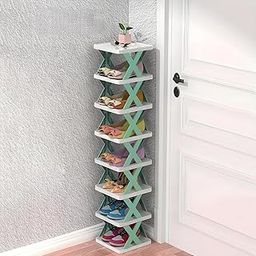 NYALKARAN Multi-Purpose Stackable Shoe Rack Adjustable Slots Shoe Organiser (Mint Green, 8 Layer)-0