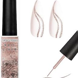 THR3E STROKES Gel Nail Liner Pen UV LED Painting Set for 3D Art DIY Design Pull Line Drawing, Manicure Salon, 8ML, Rose Gold-93