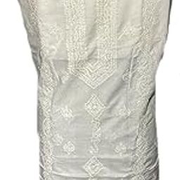 Dyeble Fine Chikankari Work Unstitched Fabric Suitable for Shirt and Kurta with Patti Embroidery on Collar for Mens and Boys (Free 6 Crystal Buttons)-image-74