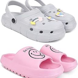 Combo Pack of 2 Slipper/Flip Flops/Slides/Clogs/Sandals with Adjustable Back Strap for Women (WCL-Ranbo,YW-Smil)-image-65