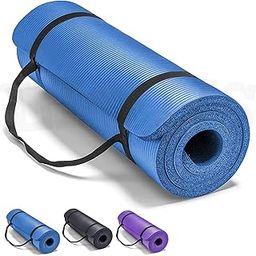 SKY-TOUCH Yoga Mat Non-Slip Yoga Mat with Strap - 10mm Thick - Ideal for HiiT, Pilates, Yoga and Many Other Home Workouts - Blue-image-78