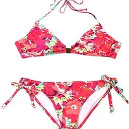 GENERIC Women Girls Ladies Elastic Adjustable Halter Straps Floral Bikini Swimsuit Swimwear M Red-picture-28