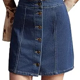 sugathari Women's Casual Denim Light Blue Skirt – High Waist, A-Line, Mini Length Without Pockets | Stylish Everyday Wear (Skirts 210)-picture-15