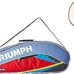Triumph Ray-4000 One Piece Light Weight Strung Badminton Racket With Titan-6R Double Compartment Badminton Bag Sky/Red-image-83