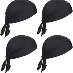 Caiuse Helmet Cap for Men Headwear Skull Cap Helmet Hair Protection Cap Hat Bandana & Head Wrap for Motorcycling, Running, Hiking, Cooking & Outdoor Black-picture-0