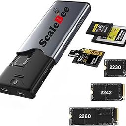 6 in 1 CFexpress Type B Type A SD SDXC SDHC MicroSD UHS II Card Reader USB 3.2 Gen 2 with Transfer up to 10GB/s with M.2 NVME SATA SSD Enclosure Compact Slim Metal Body with Type C Cable-15