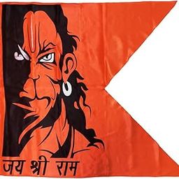 Poveria Bajrang Bali face Print Flag Safforn Satin dhawaj Hanuman ji jhanda Printed Flag Jai Shri Ram Print Bhagva dwaj Jhanda 30x38 inch-image-25