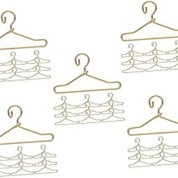HOOTNEE 50pcs Mini Doll Clothes Hangers Sturdy Metal Closet Organizer for Doll Clothing for Mini House Props and Accessories Gold-image-24