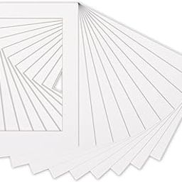 Pack of 10 | 9x12 Bevel Cut Mat Boards for 7x10 Photos - Acid Free White Precut Matboards for Pictures, Photos, Framing - 4-ply Thickness-24