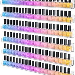 NIUBEE 24 Inches Nail Polish Rack Wall Mounted Shelf with Removable Anti-slip End Inserts, Clear Acrylic Nail Polish Organizer Display 150 Bottles-image-47