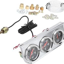 Ammeter, Water Temp Gauge Triple Gauge Set Oil Pressure Meter 2in for Truck for 12V Car for Boat-image-2
