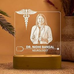 Gift Me Bazar Personalized Doctor Lamp with Photo Night Lamp | Warm White Light | Birthday Gift for Doctor | Thankyou Gift for Doctor | Medical Student Gift-23