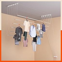 Bathla Mobidry EXA (7 Feet x 6 Pipes) Heavy Duty Ceiling Cloth Dryer | Stainless Steel, Individual Dropdown | Space Saving & Easy Drying | for Balcony & Passage-image-23