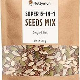 Nutty Muni 6-in-1 Roasted Seeds Mix 250gm antioxidant immunity booster protein rich superfood mix with Flax, Chia, Sunflower, Pumpkin, Watermelon & Sesame Rich in Omega-3 High Protein Mixed Seeds for Eating-image-7